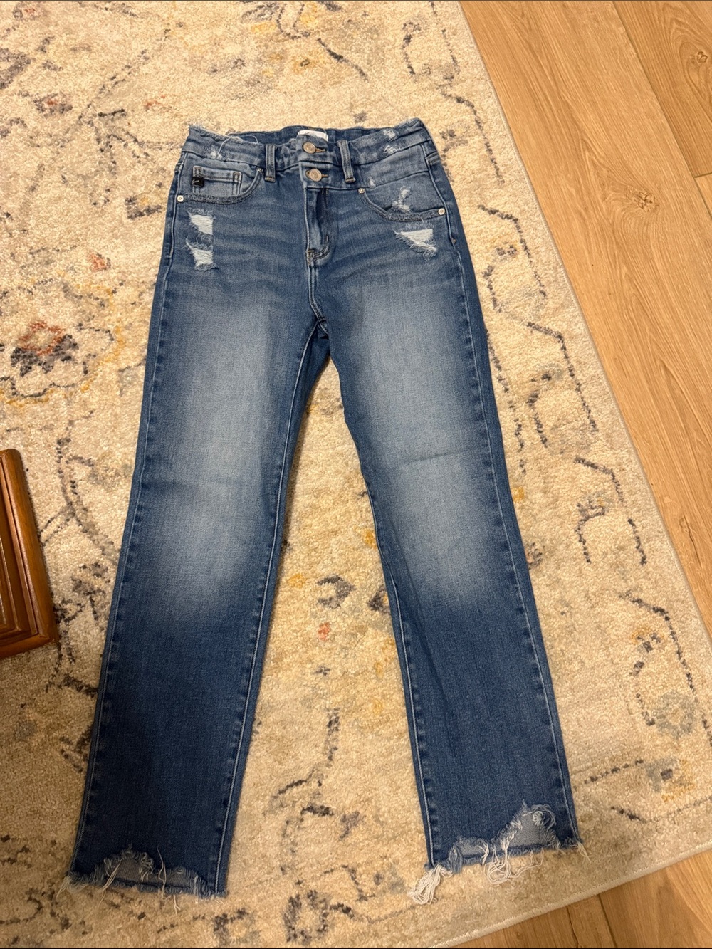 KanCan Medium Wash Distressed Straight-Leg Jeans - Blue